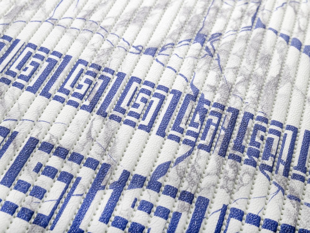 Koupelnová pěnová rohož / předložka PRO-068 Modrý mramor s ornamenty - metráž šířka 65 cm - detail 5 - Biante.cz
