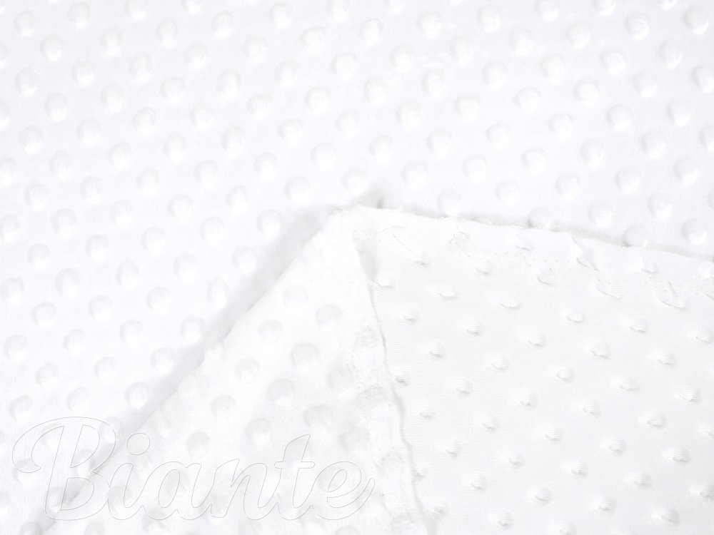 Dětská látka Minky 3D puntíky MKP-033 Sněhově bílá - šířka 150 cm - detail 3 - Biante.cz