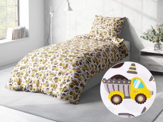 Detské bavlnené posteľné obliečky Sandra SA-291 Žlté stavebné autá na bielom - Biante.sk