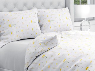 Bavlnené posteľné obliečky Sandra SA-497 Žlté bylinky na bielom - Biante.sk