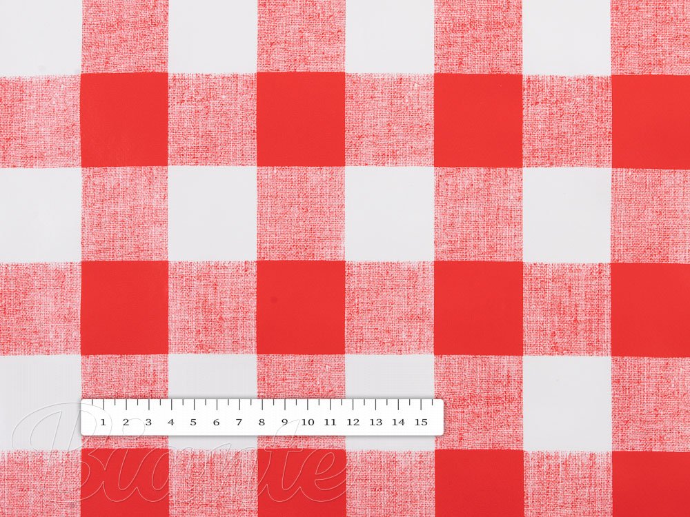 PVC ubrus metráž š. 140 cm PV-021 Červeno-bílá kostka - detail 2 - Biante.cz
