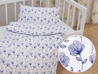 Detské bavlnené posteľné obliečky do postieľky Sandra SA-254 Modré poľné kvety - Biante.sk