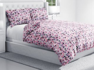 Bavlnené posteľné obliečky Sandra SA-330 Ružovo-fialovo-čierne trojuholníčky - detail 1 - Biante.sk