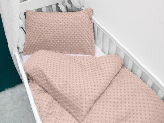 Detské posteľné obliečky do postieľky Minky 3D bodky MKP-024 Tmavo béžové - Biante.sk