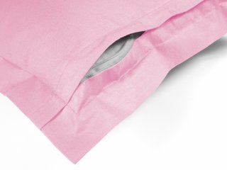 Bavlnená obliečka na vankúš s lemom Moni MOD-507 Svetlo ružová - detail zapínania na zadnej strane - Biante.sk