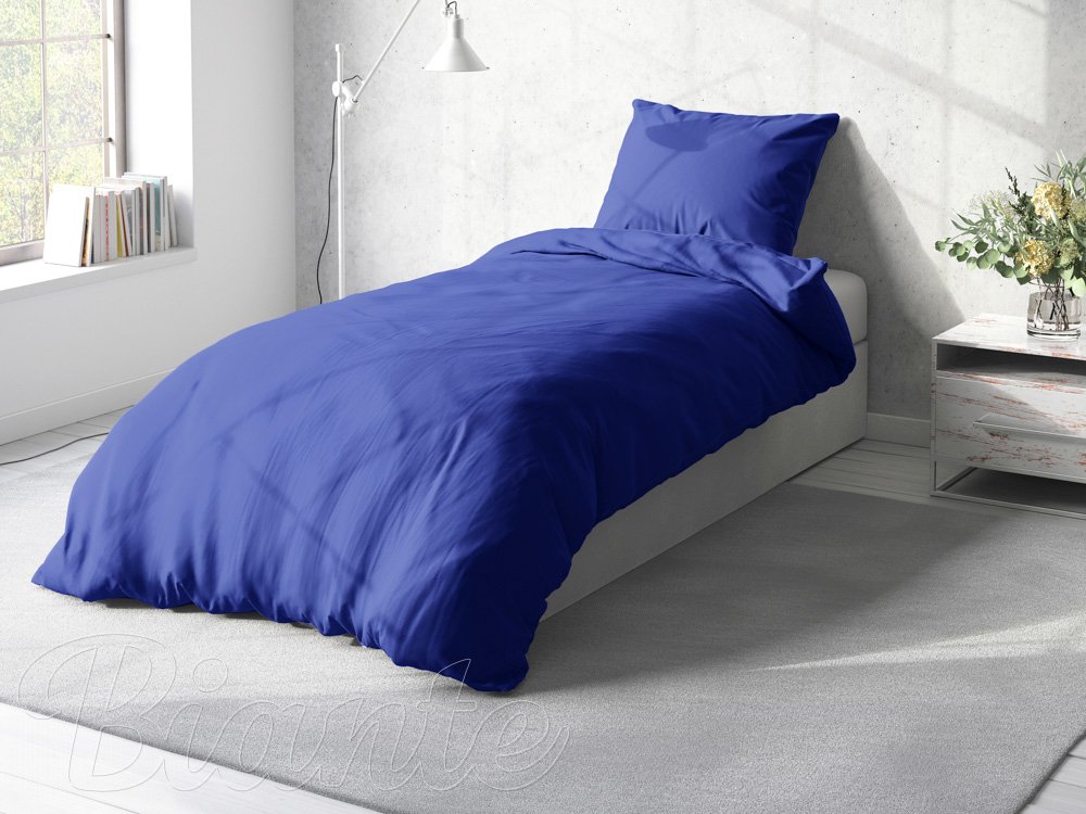 Bavlnené jednofarebné posteľné obliečky Moni MO-029 Kráľovské modré - detail 2 - Biante.sk