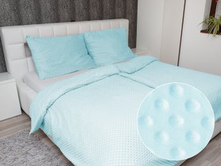 Hrejivé posteľné obliečky Minky 3D bodky MKP-013 Ľadové modré - Biante.sk
