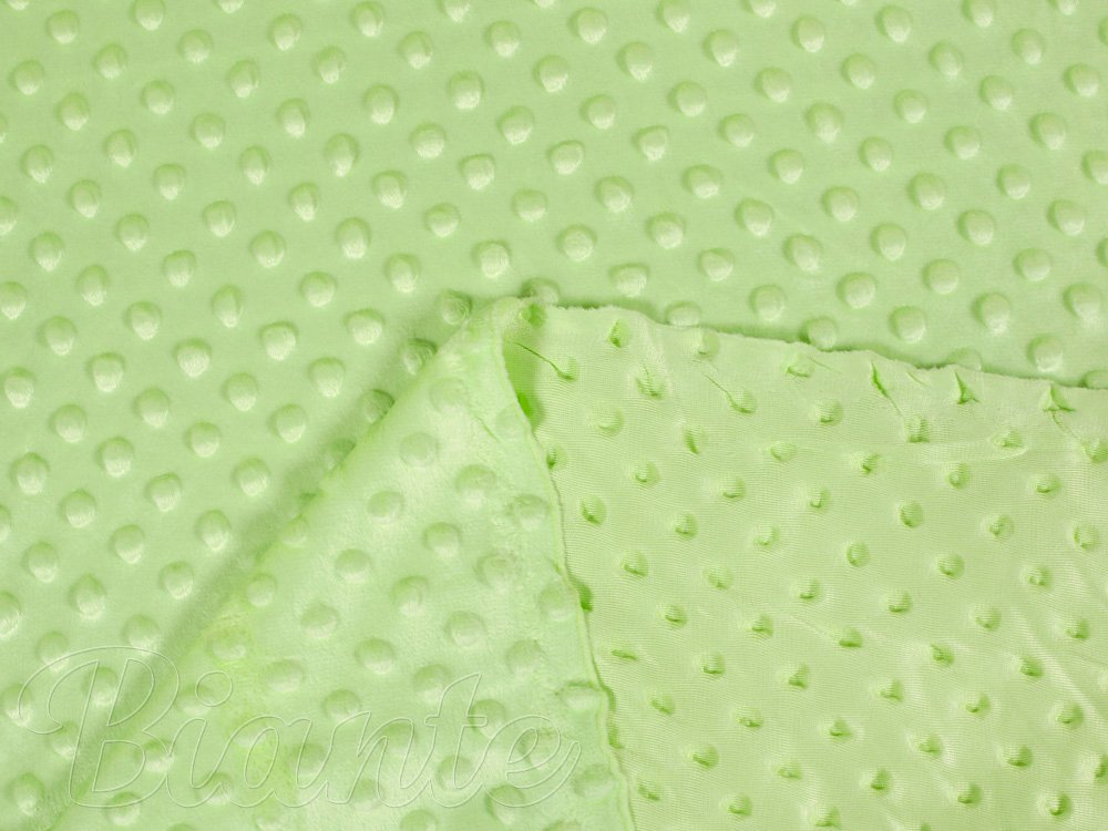 Dětská látka Minky 3D puntíky MKP-005 Pastelová světle zelená - šířka 150 cm - detail 3 - Biante.cz