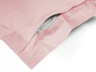 Bavlněný povlak na polštář s lemem Moni MO-048 Pudrově růžový - detail zapínání - Biante.cz