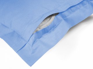 Bavlněný povlak na polštář s lemem Moni MOD-509 Nebeská modrá - detail zapínání na zadní straně - Biante.cz