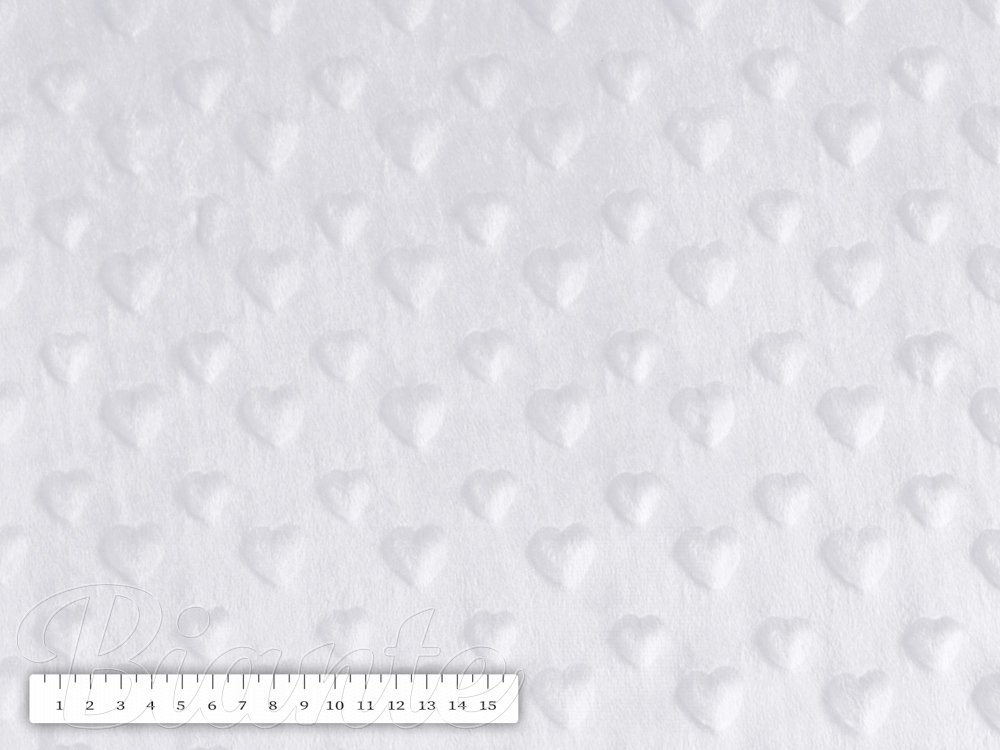 Detská látka Minky 3D srdiečka MKS-010 Snehovo biela - šírka 150 cm - detail 2 - Biante.sk