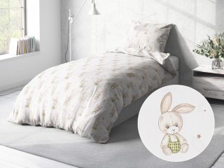 Detské bavlnené posteľné obliečky Sandra SA-401 Zajačiky na bielom - Biante.sk