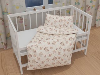 Detské bavlnené posteľné obliečky do postieľky Sandra SA-467 Dráčikovia na žltobéžovom - detail 1 - Biante.sk