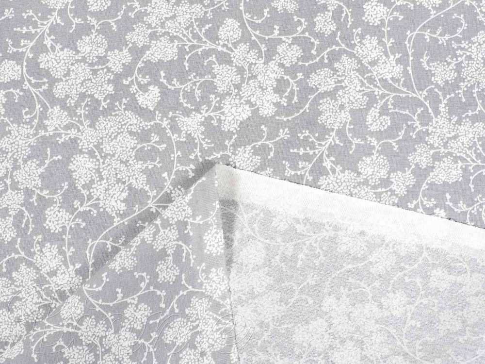 Bavlnená látka/plátno Sandra SA-091 Popínavé kvety na svetlo sivom - šírka 145 cm - detail 3 - Biante.sk