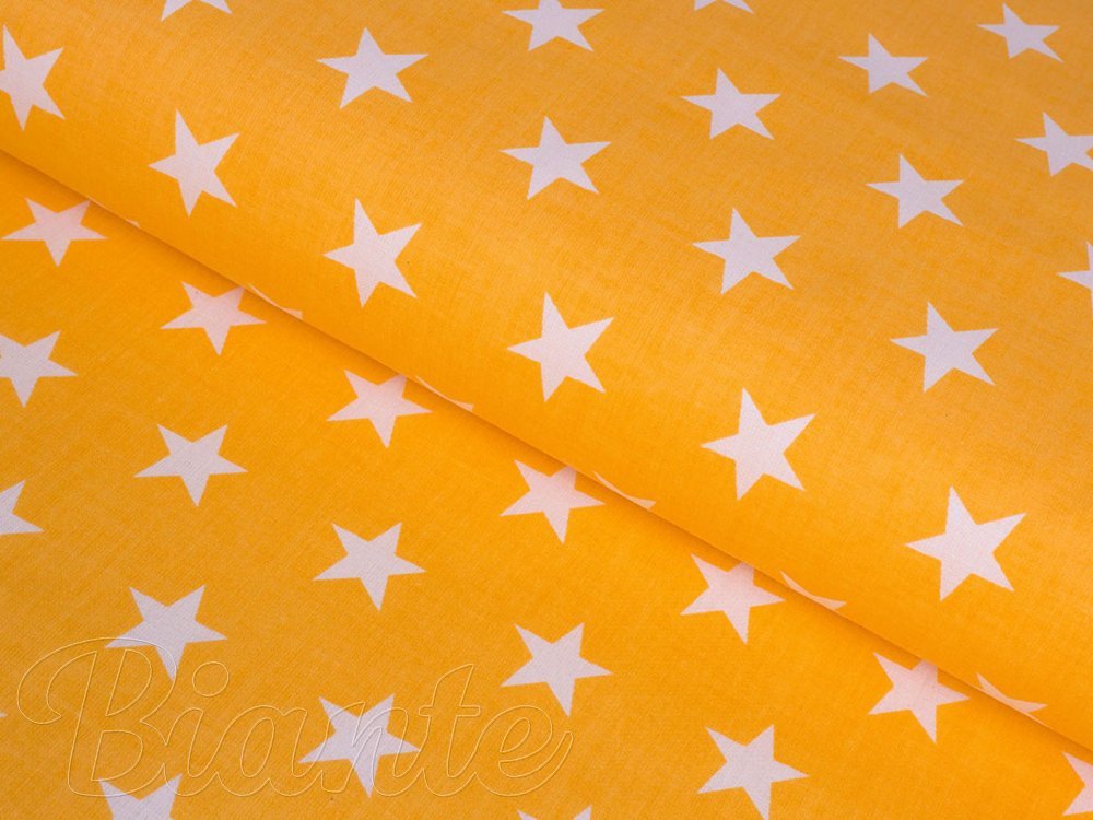 Bavlnená látka/plátno Sandra SA-034 Biele hviezdičky na oranžovom - šírka 160 cm - detail 1 - Biante.sk