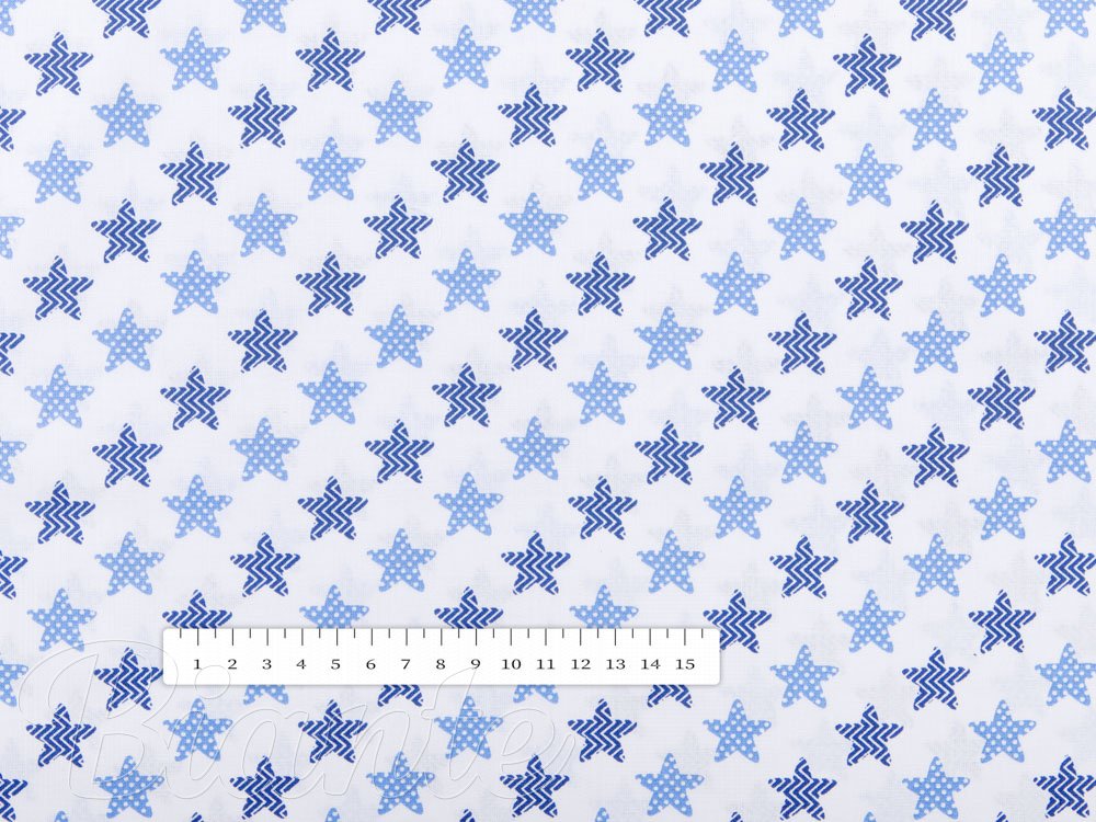 Bavlnená látka/plátno Sandra SA-266 Modré hviezdičky na bielom - šírka 140 cm - detail 2 - Biante.sk