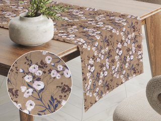 Dekoračný behúň na stôl PML-036 Popínavé kvety na hnedom - Biante.sk