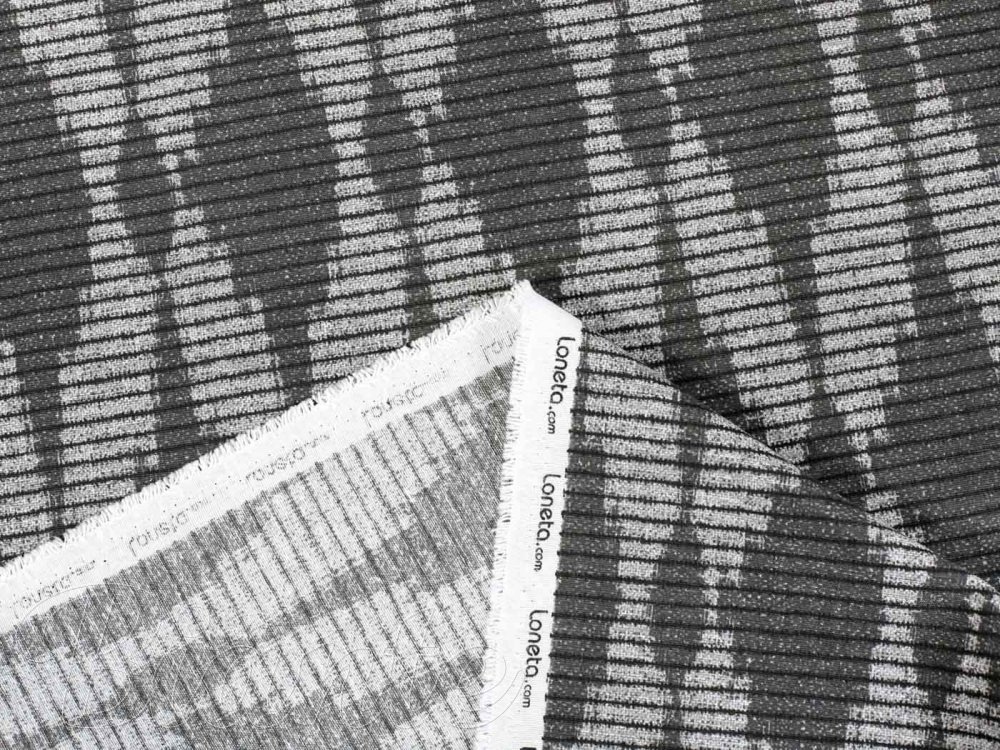 Dekoračná látka Leona LN-048 Tmavo sivé obrazce a pásiky - šírka 140 cm - detail 2 - Biante.sk
