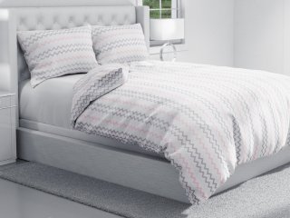 Bavlnené posteľné obliečky Sandra SA-124 Ružovo sivé cik-cak pásiky - detail 1 - Biante.sk