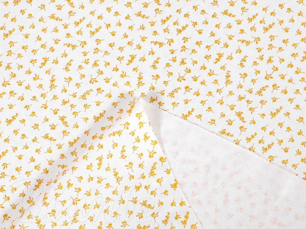 Bavlnená látka/plátno Sandra SA-083 Žlté vetvičky na bielom - šírka 145 cm - detail 3 - Biante.sk