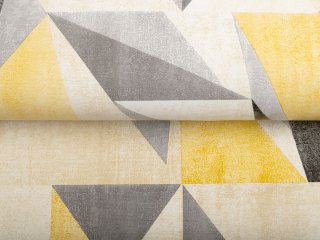 PVC ubrus Žluto-šedé trojúhelníky PV-090 - metráž š. 140 cm - detail 1 - Biante.cz