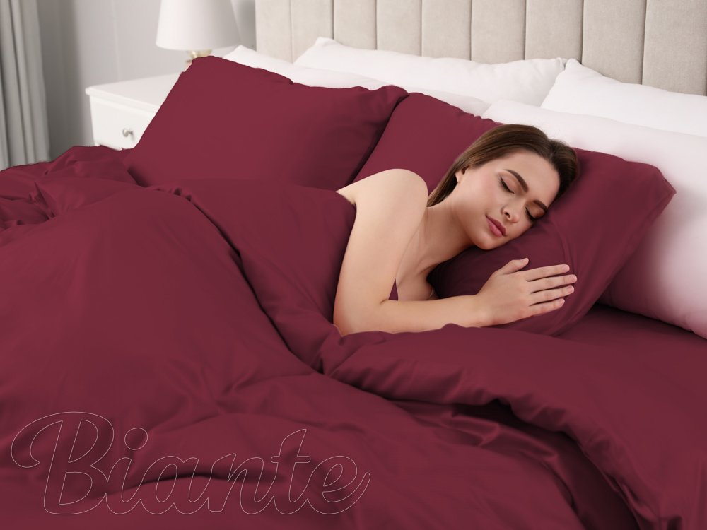 Saténové posteľné obliečky ST-004 Vínové - Rozmer posteľných obliečok: Jednolôžko 140x200 a 70x90 cm