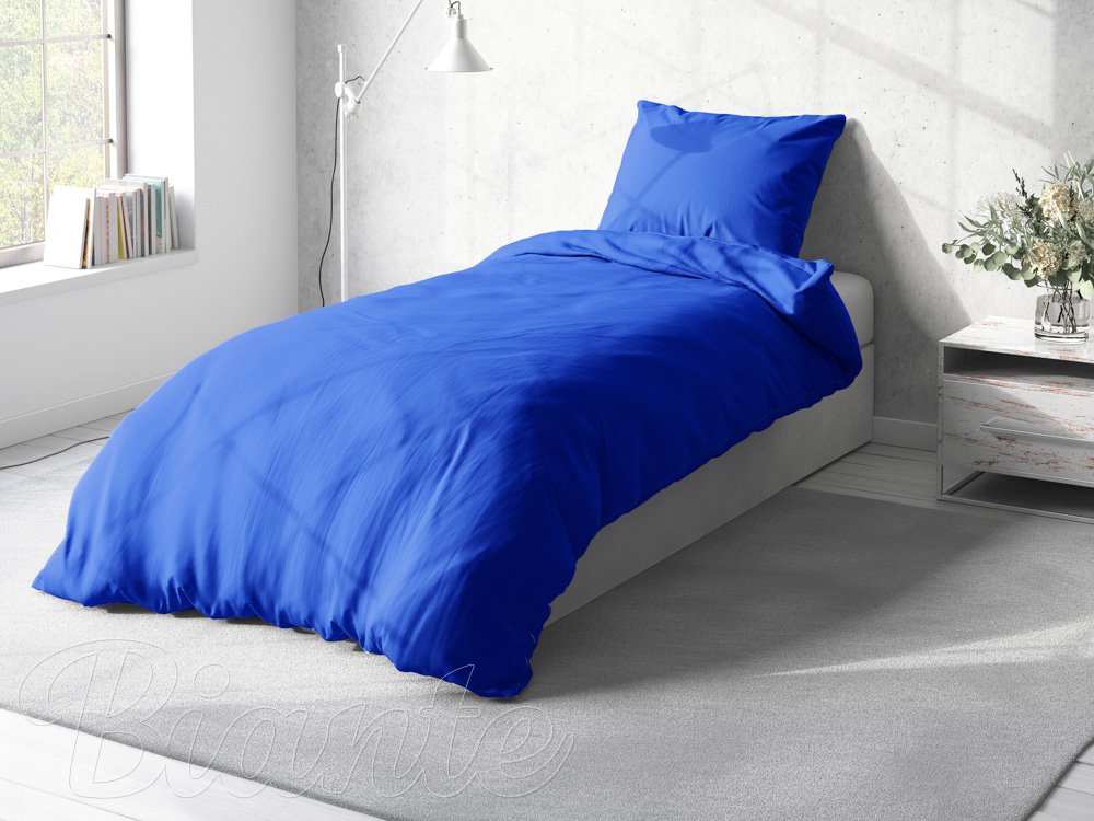 Bavlnené jednofarebné posteľné obliečky Moni MOD-503 Modré - detail 1 - Biante.sk