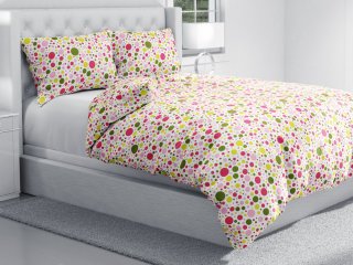 Bavlnené posteľné obliečky Sandra SA-209 Ružové a žlté bodky na bielom - detail 1 - Biante.sk