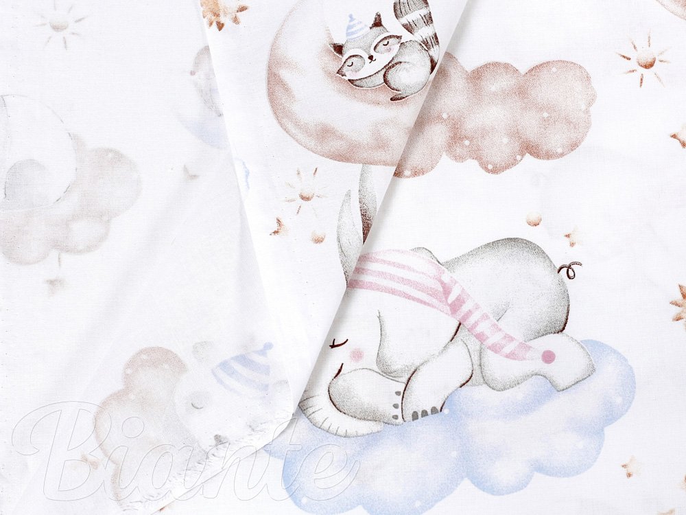 Detská bavlnená látka/plátno Sandra SA-368 Spiace zvieratká na oblohe - šírka 160 cm - detail 4 - Biante.sk