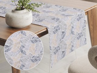 Dekoračný behúň na stôl PML-057 Mozaika žltosivých listov na sivom - Biante.sk