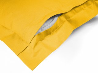 Bavlnená obliečka na vankúš s lemom Moni MOD-501 Sýto žltá - detail zapínania na zadnej strane - Biante.sk