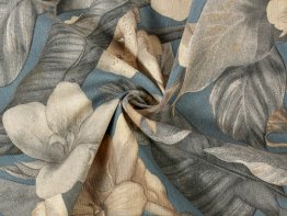 Dekorační látka Porto PRT-005 Květy a listy na tmavě modrém - šířka 140 cm a 280 cm - detail 1 - Biante.cz