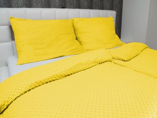 Hrejivé posteľné obliečky Minky 3D bodky MKP-015 Sýto žlté - detail 1 - Biante.cz