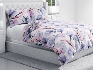 Bavlnené posteľné obliečky Sandra SA-333 Veľké kvety magnólie a kaly