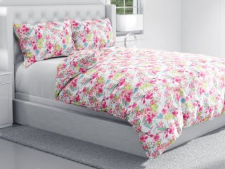 Bavlnené posteľné obliečky Sandra SA-493 Kolibríky s ružovými kvetmi na bielom - detail 1 - Biante.sk