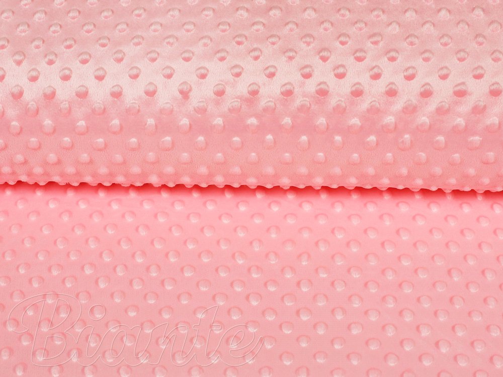 Detská látka Minky 3D bodky MKP-037 Korálovo ružová - šírka 150 cm - detail 4 - Biante.sk