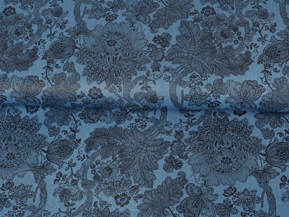 Bavlnená látka Melisa ML-002 Orientálne kvety na svetlo modrom - šírka 140 cm - detail 2 - Biante.sk