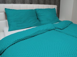 Hrejivé posteľné obliečky Minky 3D bodky MKP-027 Petrolejové - detail 1 - Biante.sk
