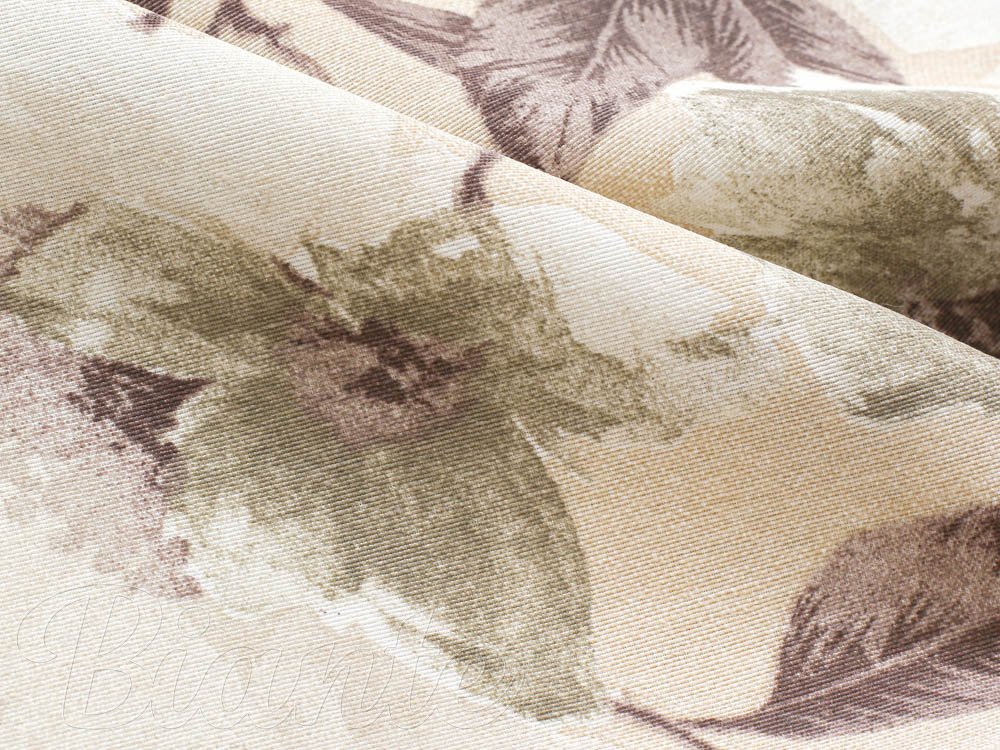 Dekorační látka Porto PRT-011 Hnědo-bílé květy na béžovém - šířka 140 cm - detail 6 - Biante.cz