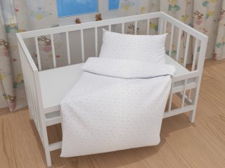 Detské bavlnené posteľné obliečky do postieľky Sandra SA-424 Drobné kvietky na bielom - detail 1 - Biante.sk