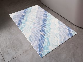 Kúpeľňová penová rohož / predložka PRO-004 Morský svet - modrá - metráž šírka 65 cm - detail 1 - Biante.sk