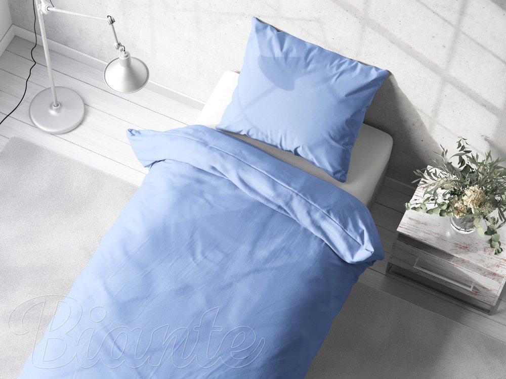 Bavlnené jednofarebné posteľné obliečky Moni MOD-509 Nebeská modrá - detail 2 - Biante.sk