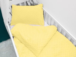 Detské posteľné obliečky do postieľky Minky 3D bodky MKP-021 Citrónovo žlté - Biante.sk