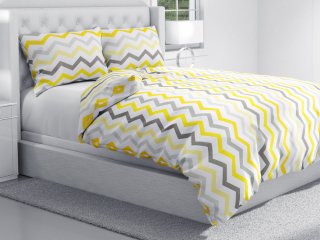 Bavlnené posteľné obliečky Sandra SA-118 Žlté a sivé cik-cak pásiky - detail 1 - Biante.sk