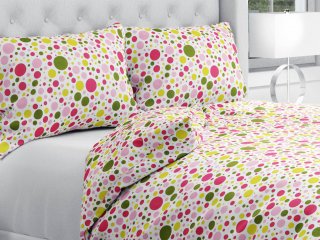 Bavlnené posteľné obliečky Sandra SA-209 Ružové a žlté bodky na bielom - Biante.sk
