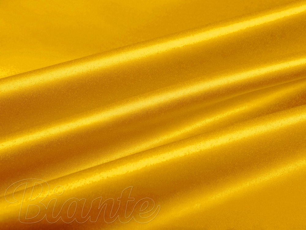 Látka polyesterový satén LUX-L041 Kanárkově žlutá - šířka 150 cm - Biante.cz