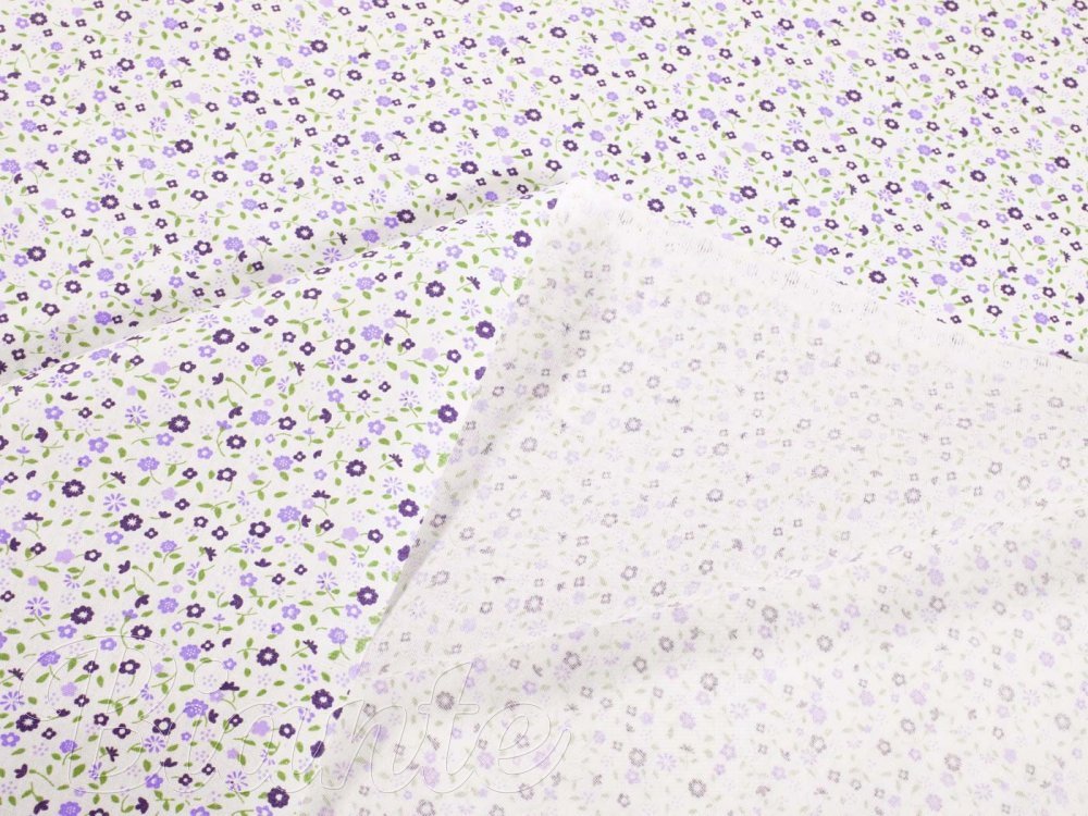 Bavlnená látka/plátno Sandra SA-067 Drobné fialové kvietky - šírka 150 cm - detail 3 - Biante.sk