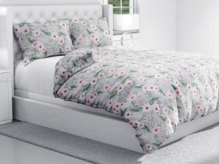 Bavlnené posteľné obliečky Sandra SA-178 Kvitnúce ruže na sivom - detail 1 - Biante.sk