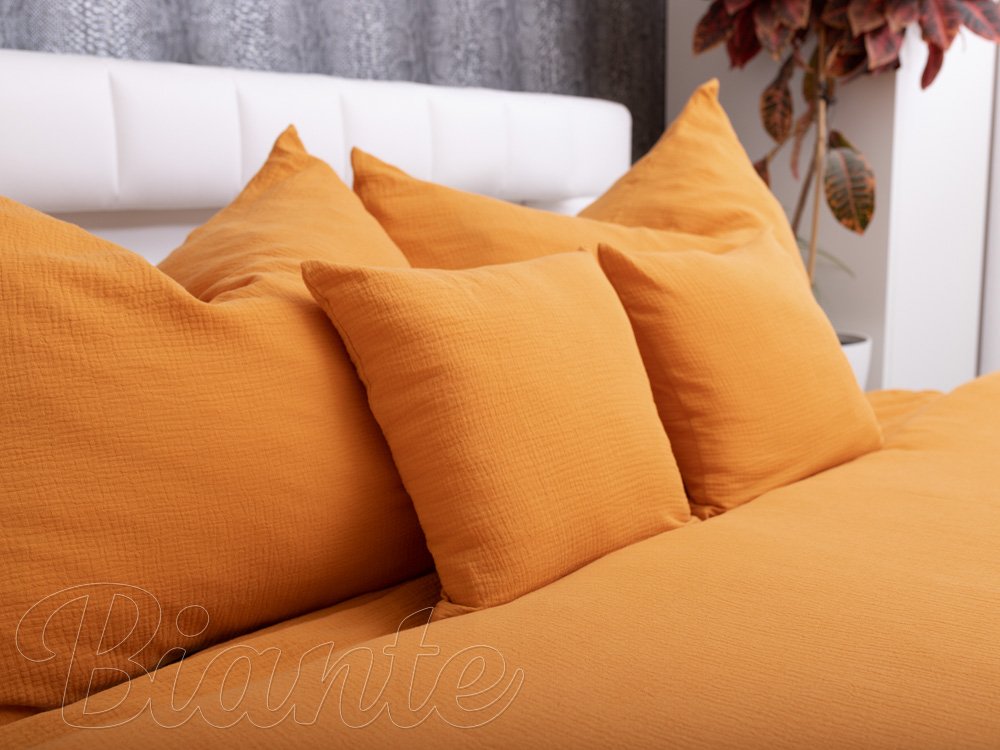 Mušelínové posteľné obliečky Nature MSN-001 Horčicovo oranžové - detail 1 - Biante.sk