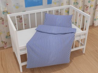 Detské bavlnené posteľné obliečky do postieľky Sandra SA-364 Modro-biele pásiky - detail 1 - Biante.sk